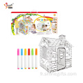 Maison de jouets en carton doodle de tente de diy